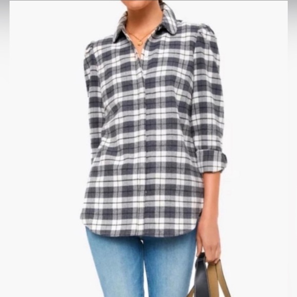 Tuckernuck Grey Plaid Flannel Button Down Shirt NWOT‎